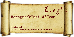 Beregszászi Áron névjegykártya
